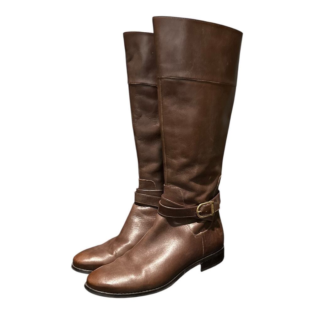 Cole Haan Tall Equestrian Riding Boots Brown Leather Women’s Size 8